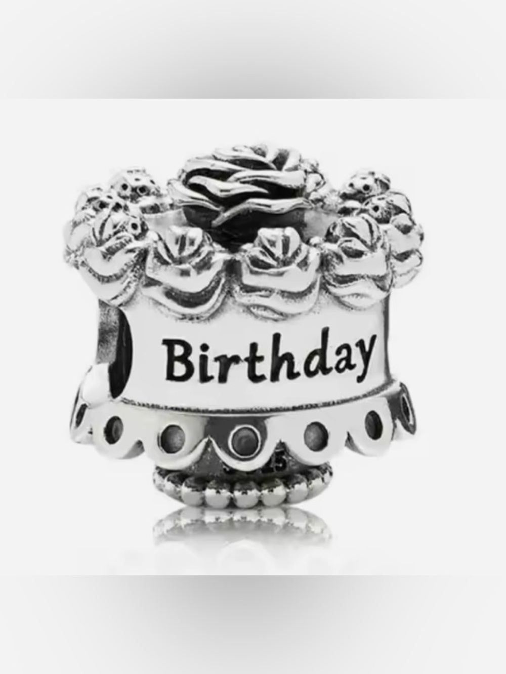 Silver Birthday Cake Charm